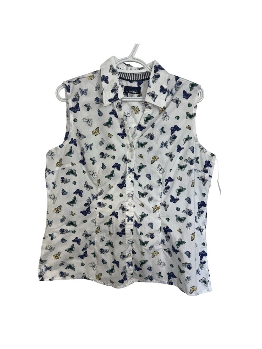 NWT Basic Editions Butterfly Novelty Print Tank Top Large Garden Fairy